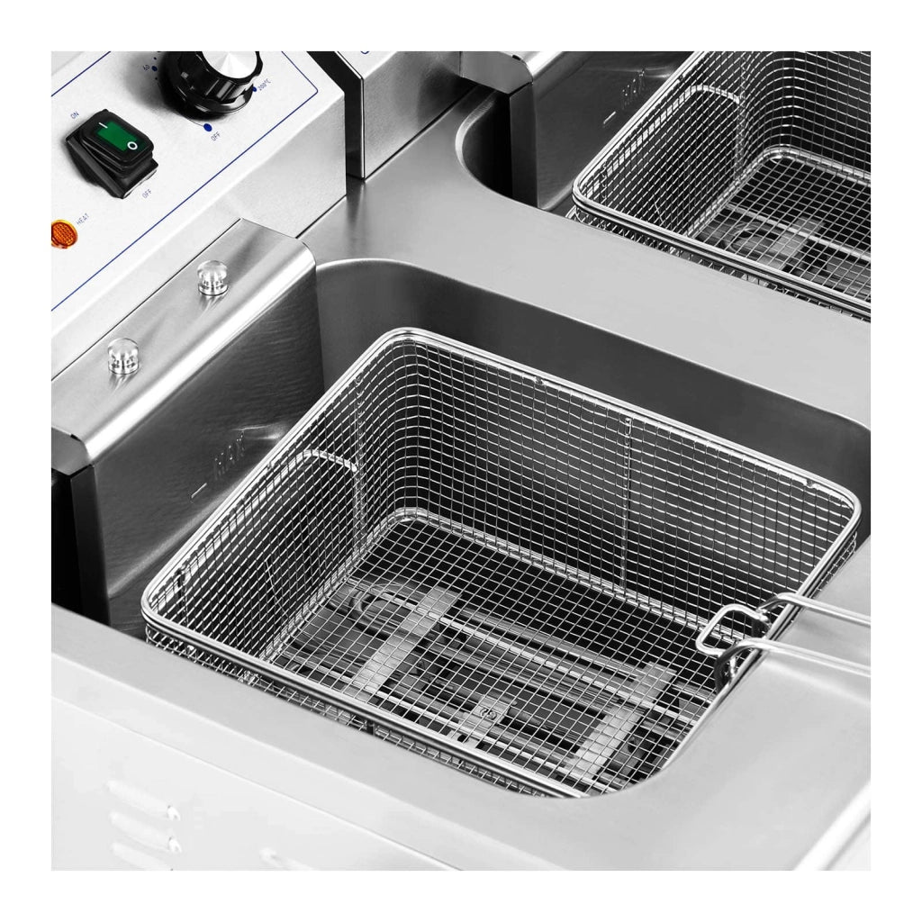 Friggitrice elettrica doppia 26 litri 10.000 watt rubinetto zona fredda mobile professionale in acciaio inox 14_0003983