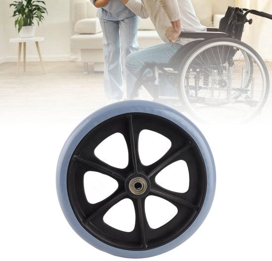 Ruote per Sedie a Rotelle 8 Pollici - Antiscivolo in Gomma - Caster per Sedie a Rotelle - Carico di 120kg - Resistenti agli Aterramenti - Materiale di Alta Qualità - Ruota per Sedie a Rotelle