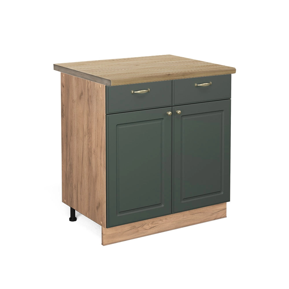Mobiletto base per cucina Fame-Line Verde-oro rustico/Rovere dorato 80 cm, PL Rovere Vicco