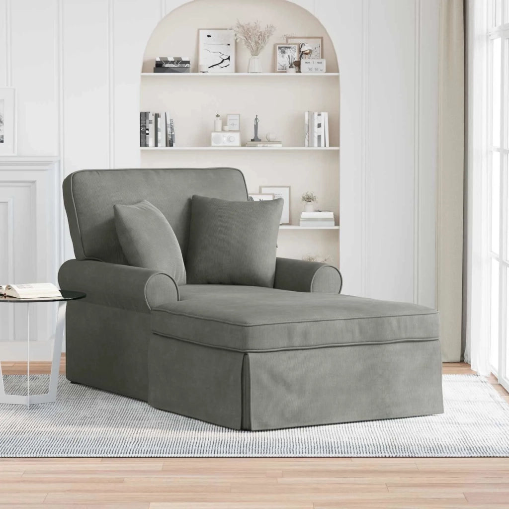 Chaise Longe con Gonna 3 pcs Grigio chiaro Tessuto in Cords 42022948