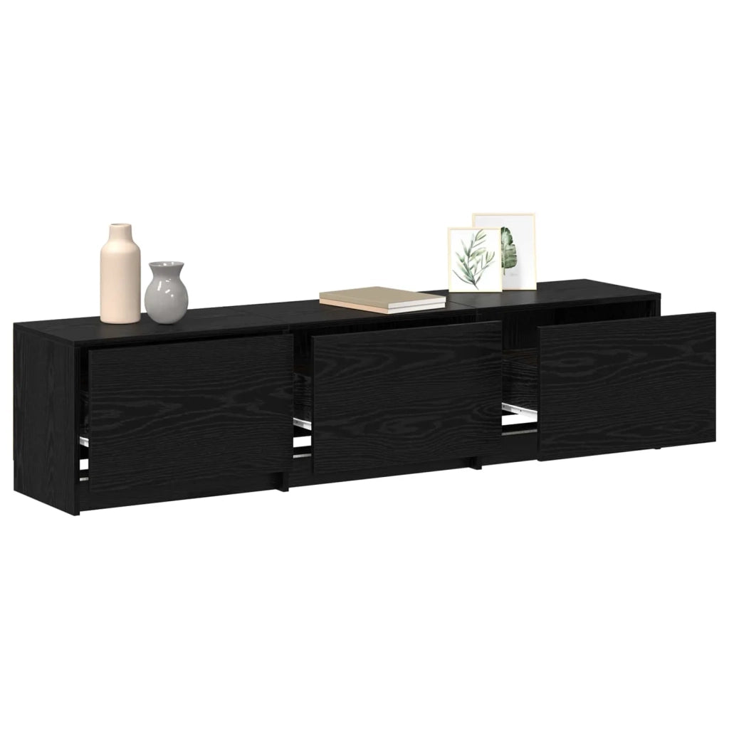 Mobile TV Rovere Nero 165 x 34 x 40 cm Legno multistrato