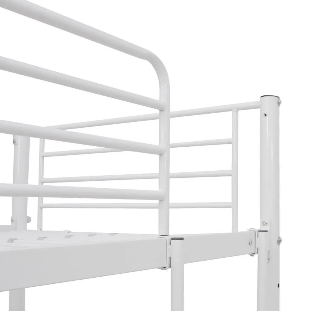 Letto singolo | Letto per adulti | Letto a Castello con Tavolino Bianco in Metallo 90x200 cm