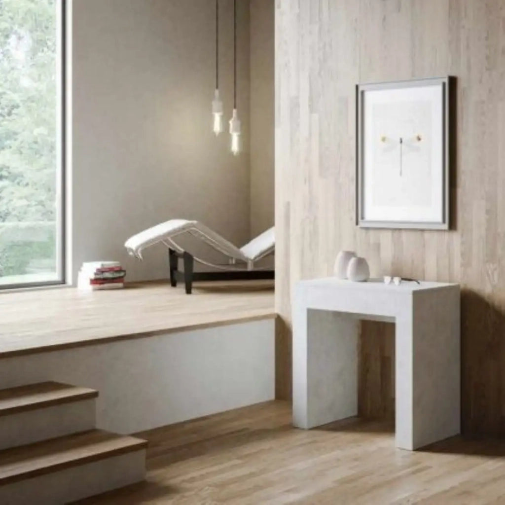 Consolle allungabile 78x47/299 cm Allin bianco spatolato allunghe interne