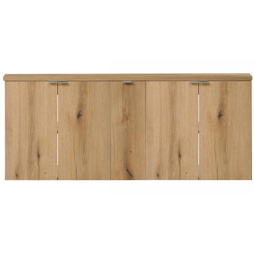 Set Sottolavabo NEWPORT Armadio Stretto 2 Armadi a 2 Ante Piano di Lavoro - Effetto Rovere [en.casa]