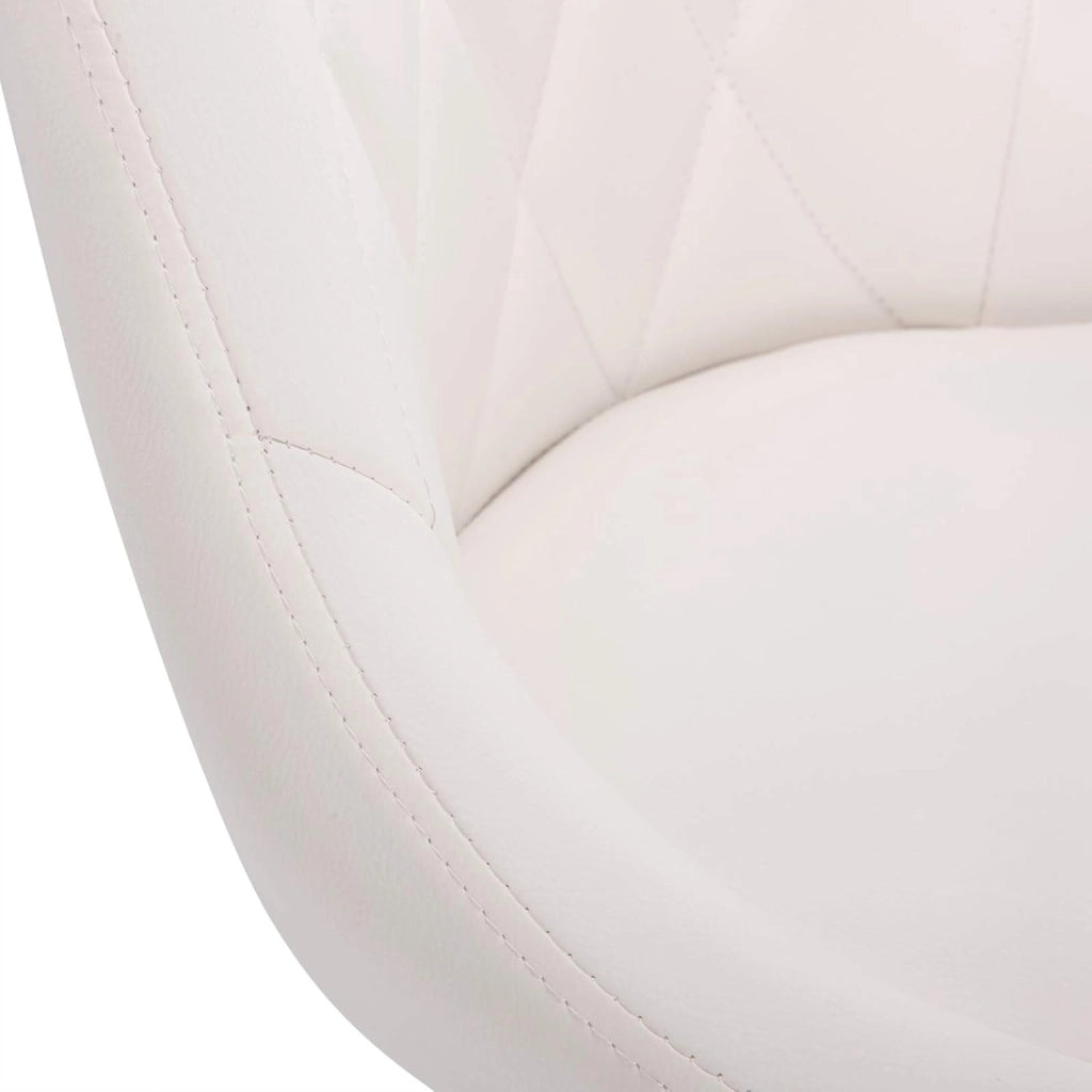 Set di 2 Casa Sedia Alta per Cucina con Schienale in PU, senza Poggiapiedi, l'altezza può essere regolata tra 42-58 cm, Bianco, BH241ws-2