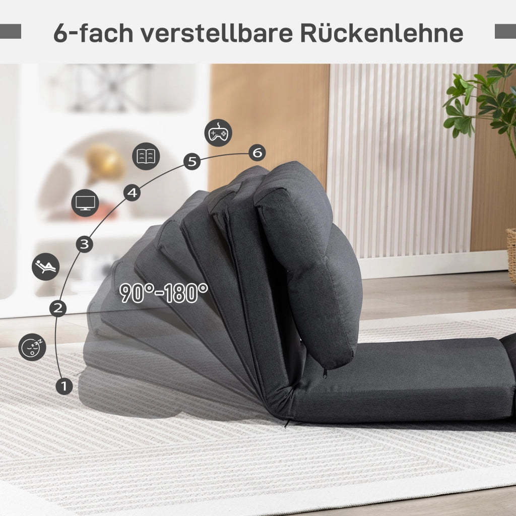 Pouf letto reclinabile pieghevole ¨C zephmum ¨C grigio scuro 70x72x56 cm