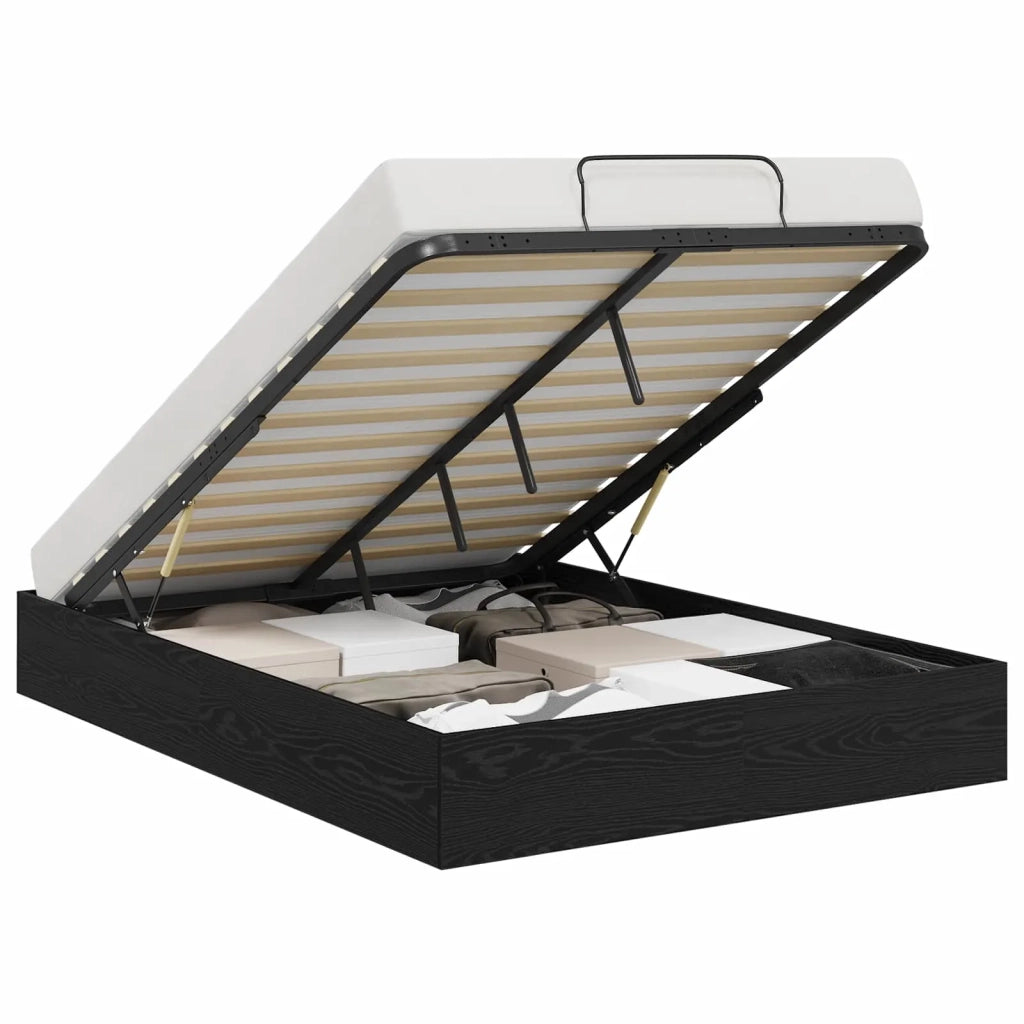 Letto ottomano con archiviazione Rovere Nero 193 x 140 x 25 cm 3409270