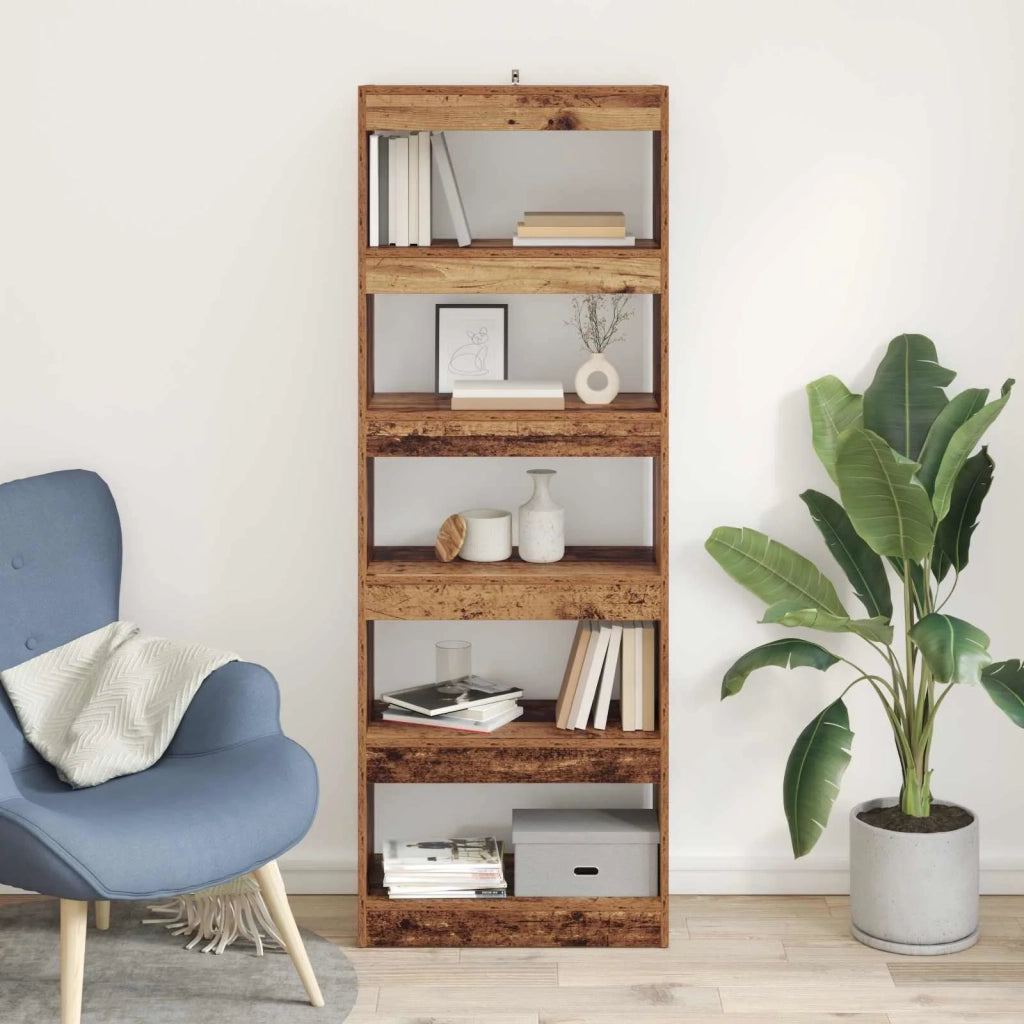 Armadio per Libri 5 livelli 60 x 30 x 166 cm Legno vecchio 880459