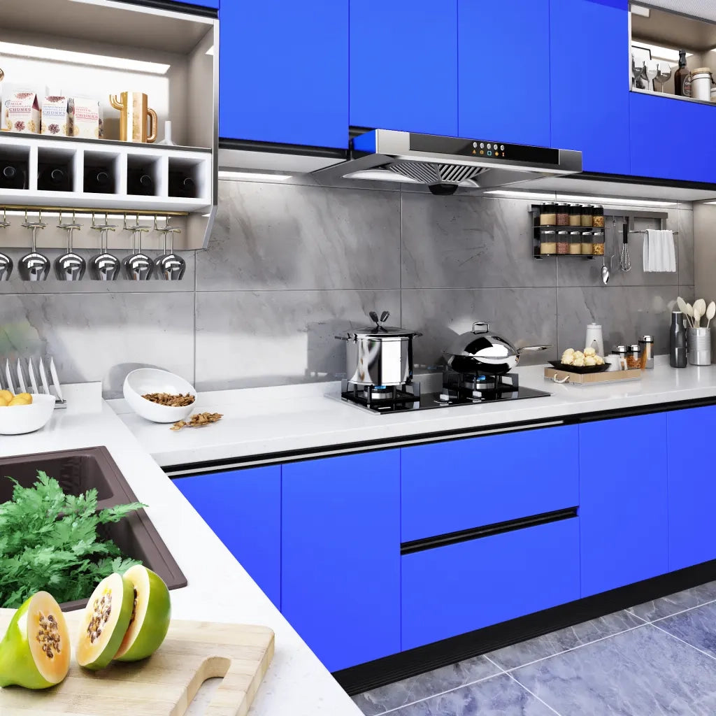 Pellicola Autoadesiva per Mobili Blu Lucido 500x90 cm in PVC CFW5706856