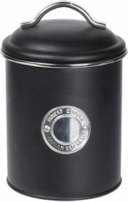 Contenitore di conservazione metallico 'Biscotti' con coperchio 13,5xH18cm 1,5L Nero, Contenitore per biscotti Contenitore per conservazione Contenitore di archiviazione