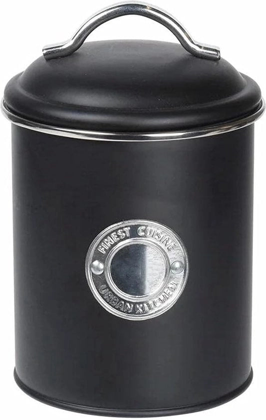 Contenitore di conservazione metallico 'Biscotti' con coperchio 13,5xH18cm 1,5L Nero, Contenitore per biscotti Contenitore per conservazione Contenitore di archiviazione