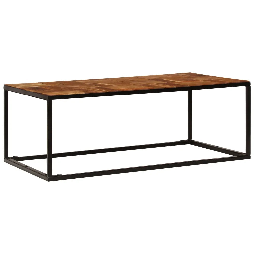 Tavolino-Tavolino da soggiorno-Tavolo 110x60x40 cm in Legno Massello di Acacia e Acciaio