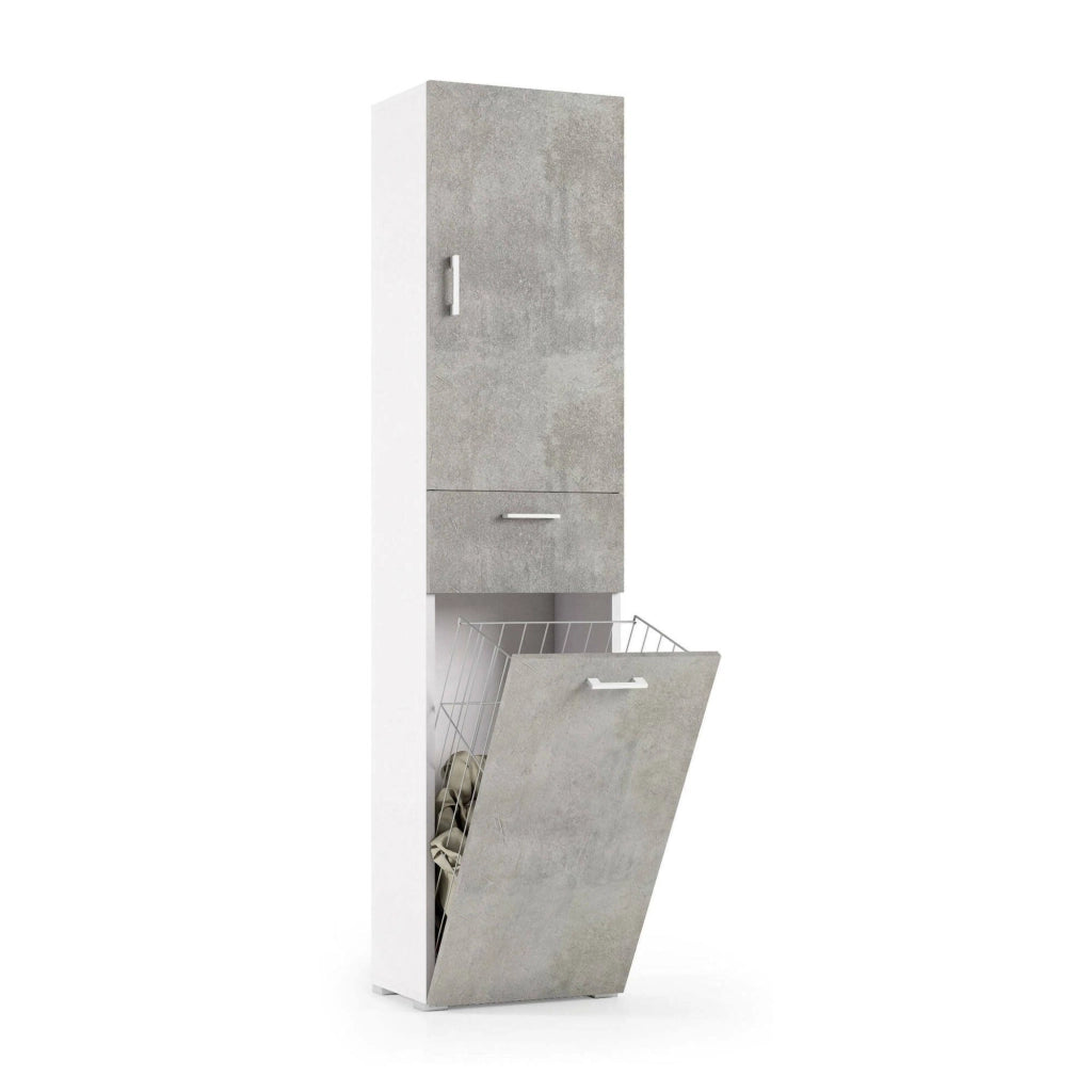 Aryanne, Armadio Multiuso 2 Ante 2 Ripiani Made in Italy, 45x195h cm Grigio Cemento