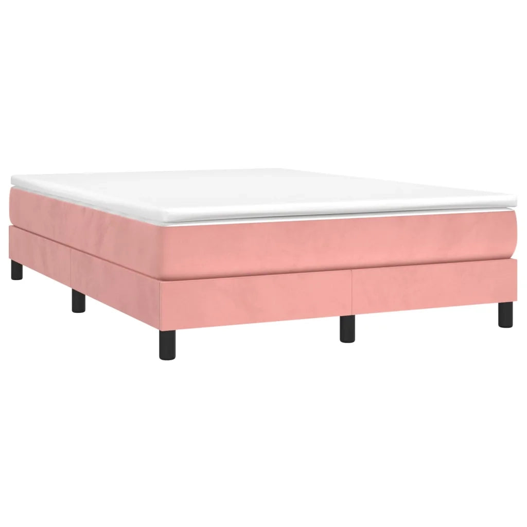Struttura Letto a Rete a Molle-Giroletto Rosa 140x190 cm in Velluto 863367