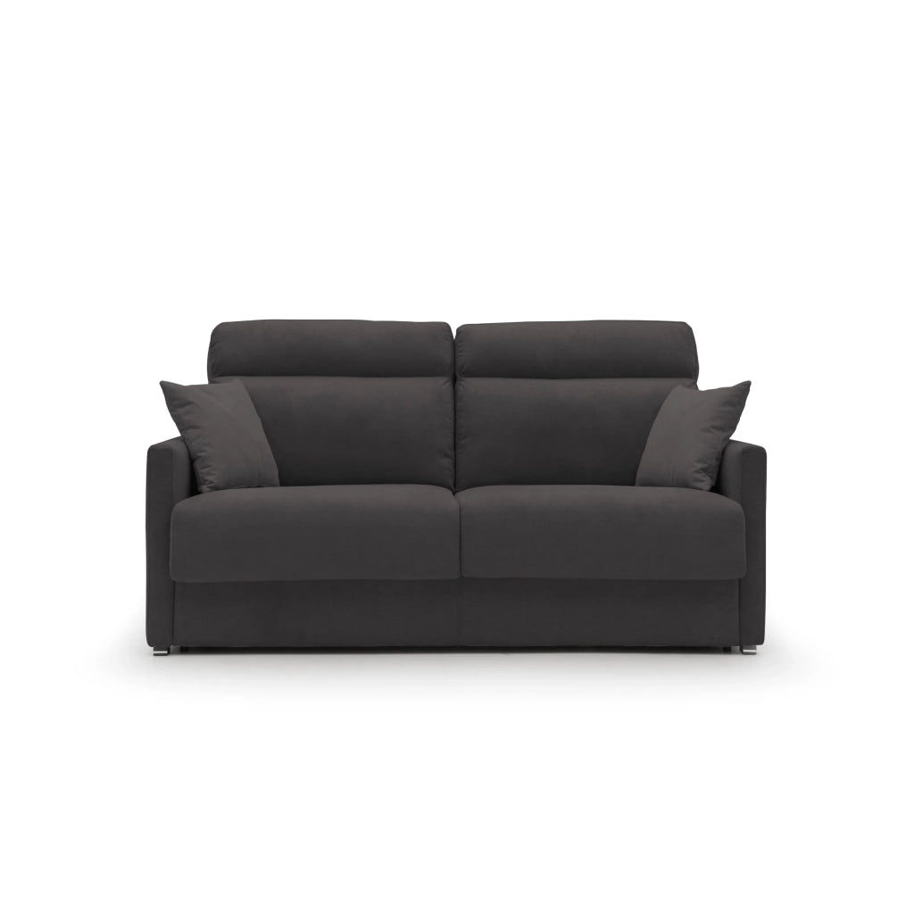 Margot Divano letto matrimoniale con schienale morbido alto in tessuto T02 156 cm (mat.120x197) nero
