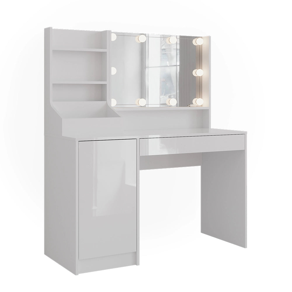 Vicco Tavolo da toeletta Bianco/bianco lucido 119.8 cm 4 parti