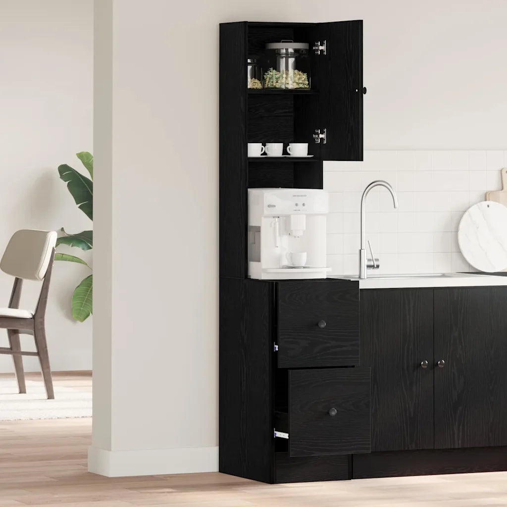Credenza da cucina con cassetto Rovere Nero 32 x 50 x 180 cm 871379