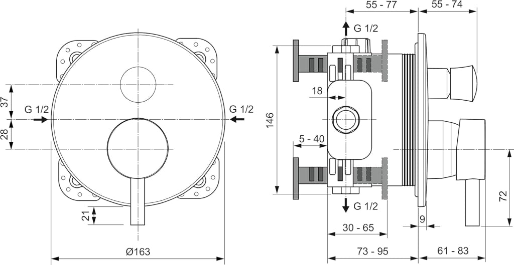 Ideal Standard - Ceraline, Kit doccia con miscelatore monocomando e doccetta, Nero seta