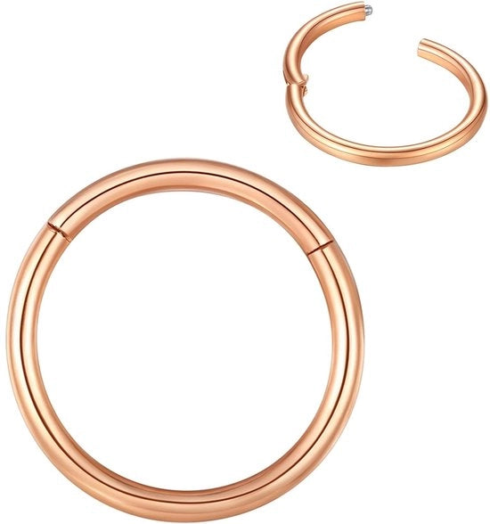 Anello di Piercing con Segmento Inclinabile - Materiale Inossidabile - Diametro Interno 10 mm - Diametro Esterno 0,8 mm - Finestra di Roségoud