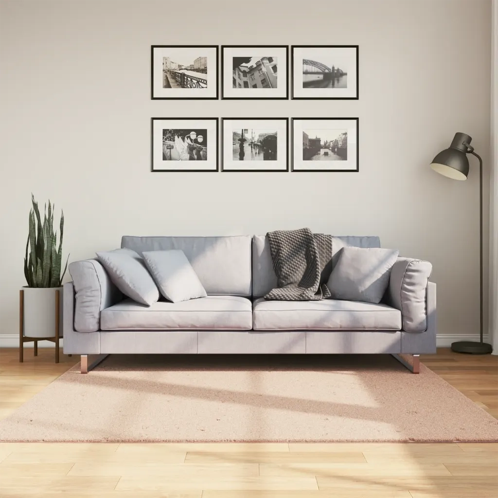 Tappeto del soggiorno | Tappeto a Pelo Corto HUARTE Morbido e Lavabile Rosato 160x160cm