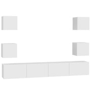 Set di mobili da 6 pezzi tra cui armadio credenza mobile TV televisore per soggiorno camera da letto salotto legno ingegnerizzato bianco 02_0024997