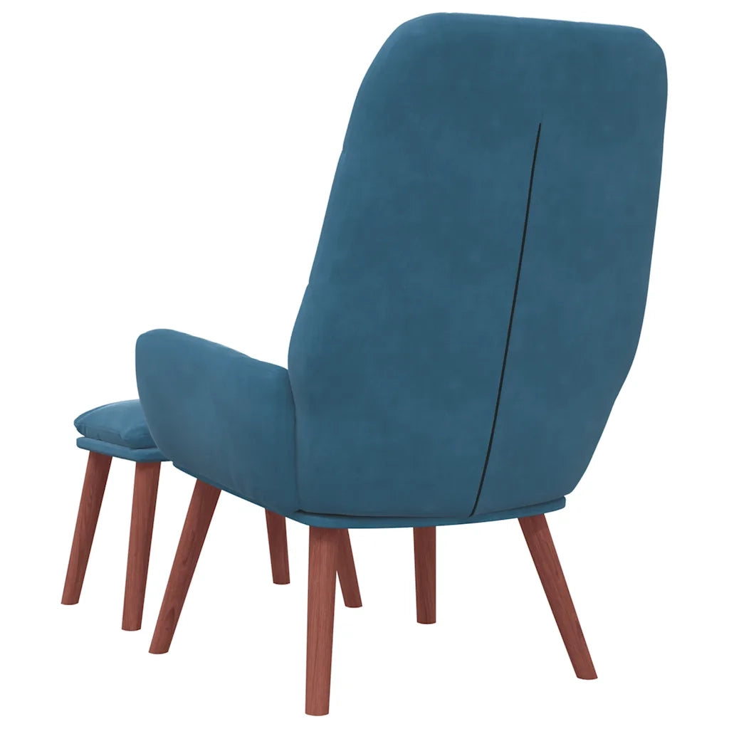 Divano Sedia-Poltrona Relax con Poggiapiedi Blu in Velluto 824621