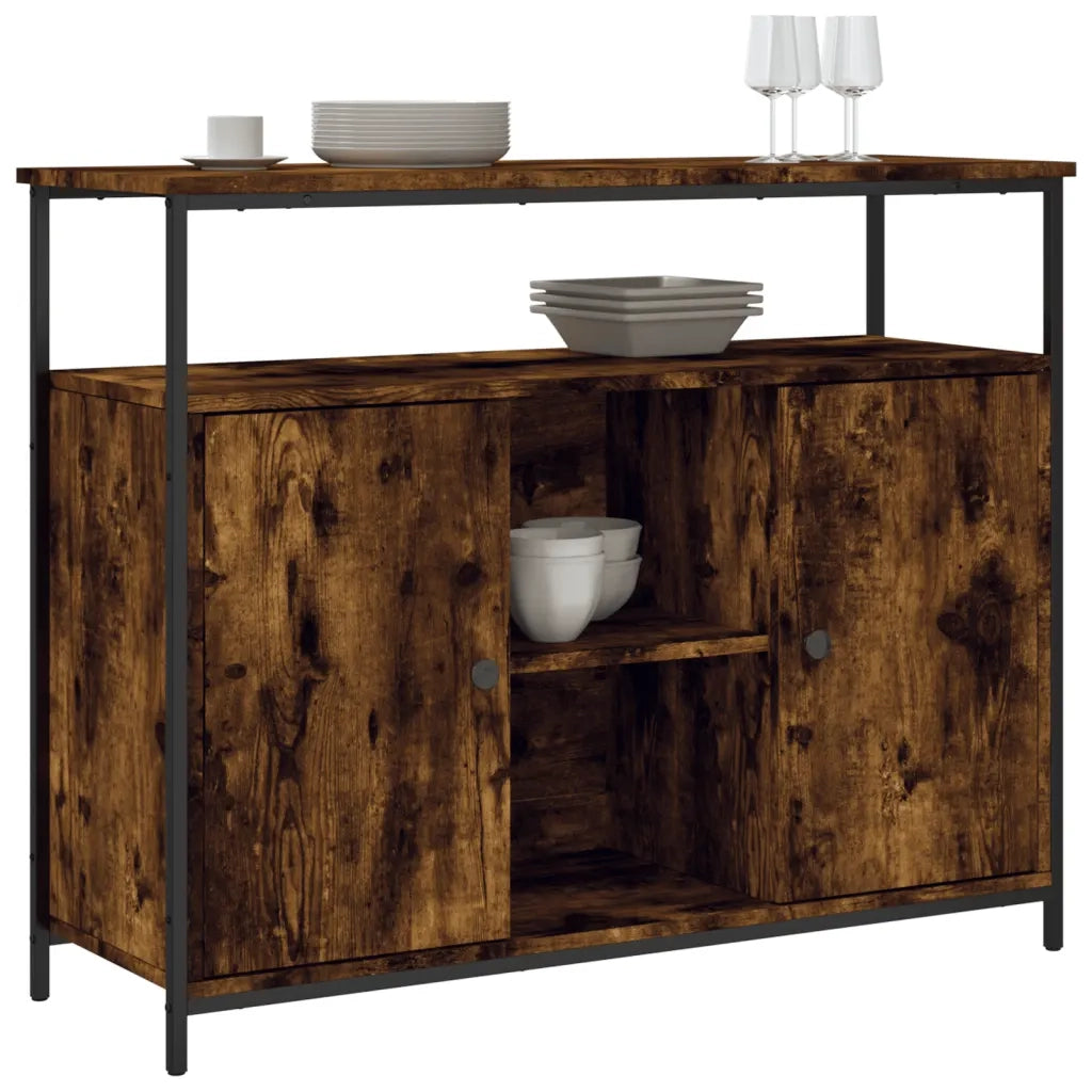 Credenza-Buffet-Armadio da cucina Rovere Fumo 100x35x80 cm in Legno Multistrato