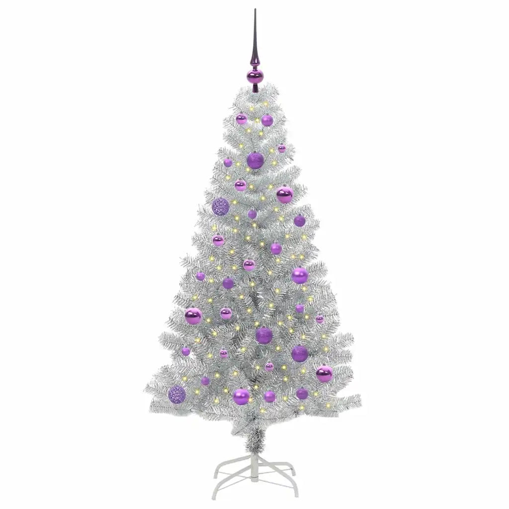 Albero di Natale con 150 LED con supporto Argento 150 cm PET 3396667