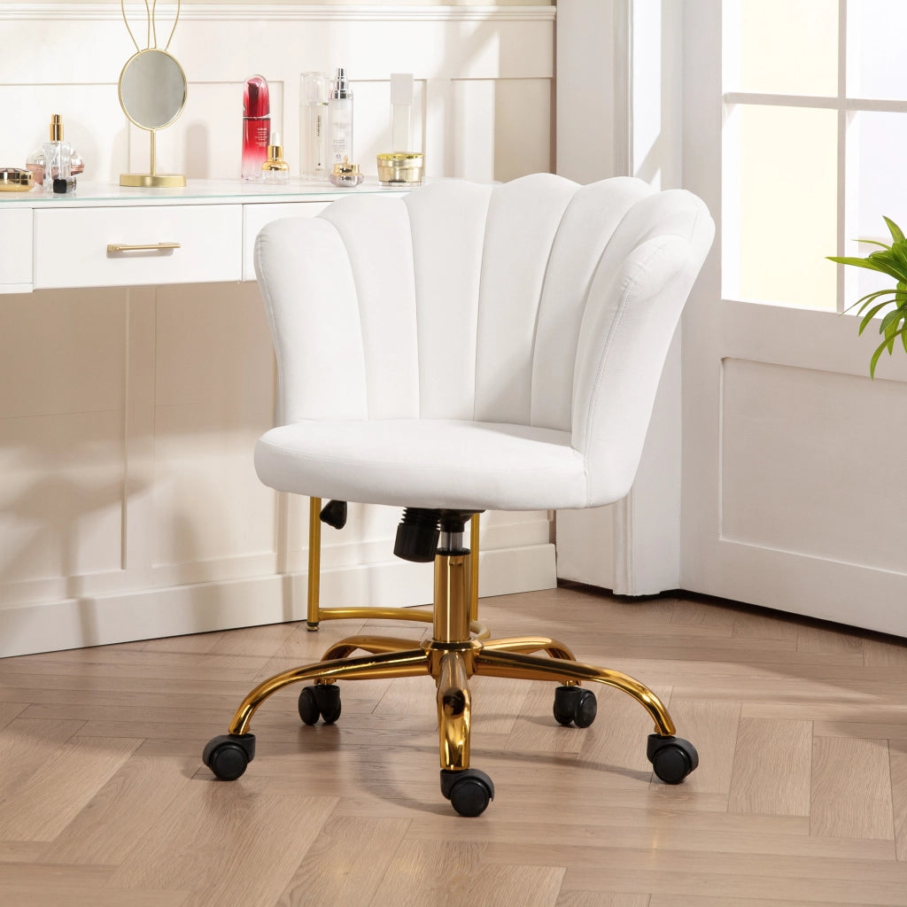 Sedia da scrivania in velluto ¨C Xylo ¨C Bianco con schienale a petalo regolabile 69x64x80-90cm