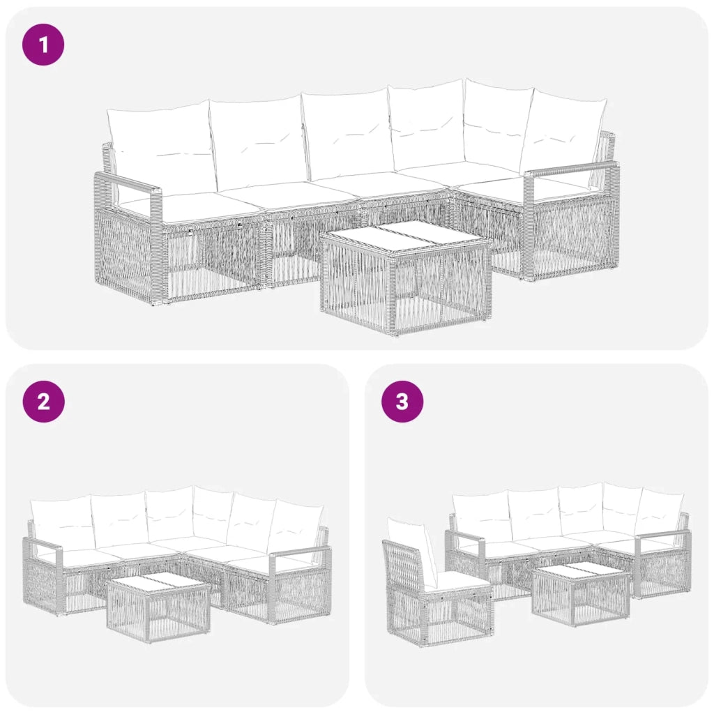 Set Divano da Giardino 6 pcs Grigio polyrattan 3435713