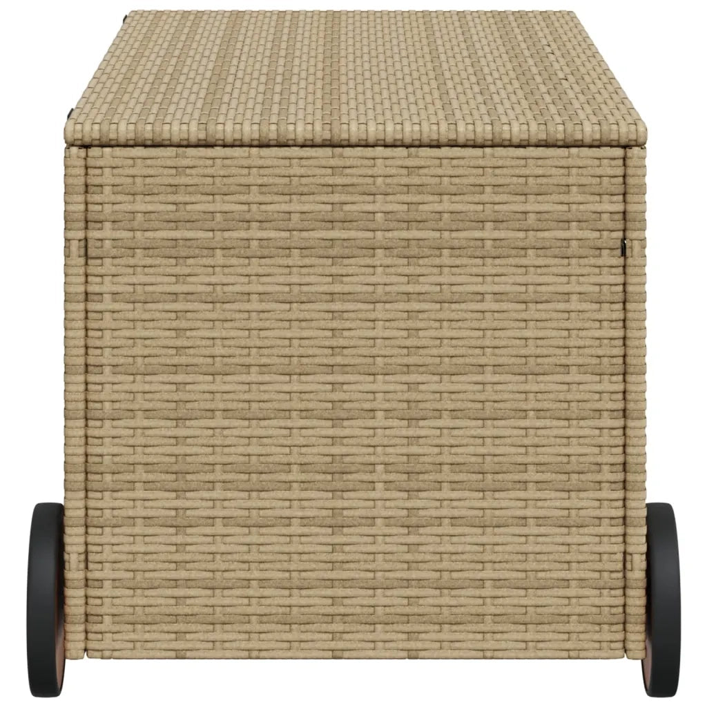 Contenitore da Giardino con Ruote Beige Misto 190L Polyrattan 365327