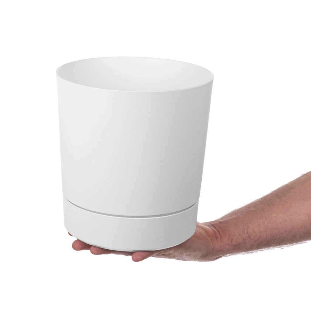 Vaso da fiori KADAX con coprivaso e sottovaso, rotondo, 20 cm, set da 2