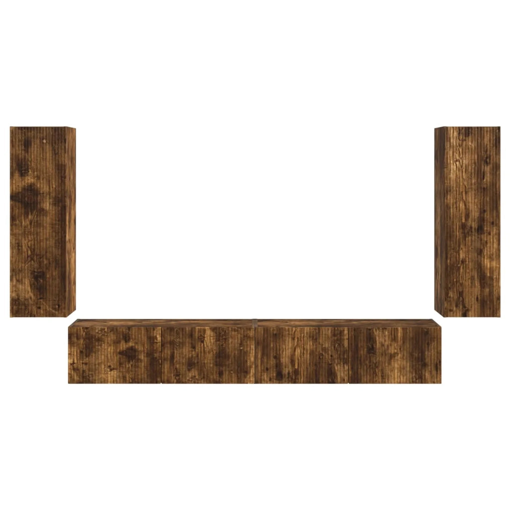 Set di Mobiletto da TV a Parete 4 pcs Rovere fumé 3408930