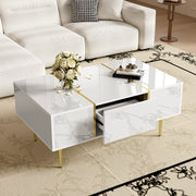 Tavolino moderno brillante - Xylo - 2 cassetti bianco