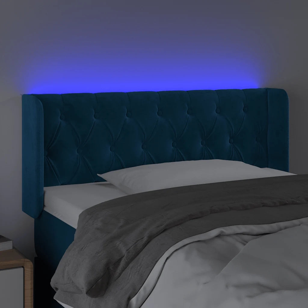 Testiera a LED Blu Scuro 103x16x78/88 cm in Velluto