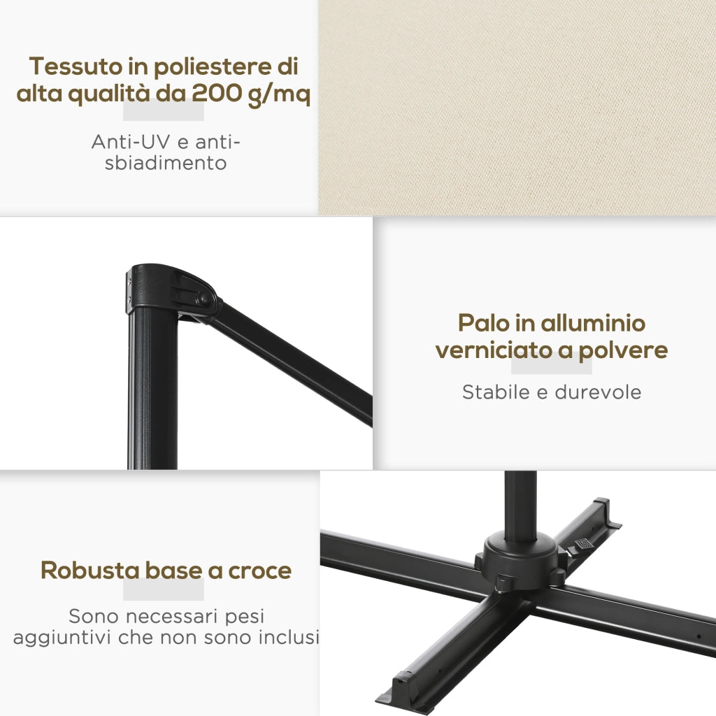 Ombrellone da Giardino ¨C zephmum ¨C Grigio, 250x250 cm
