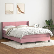 Giroletto a Molle con Materasso Rosa 160x210 cm in Velluto