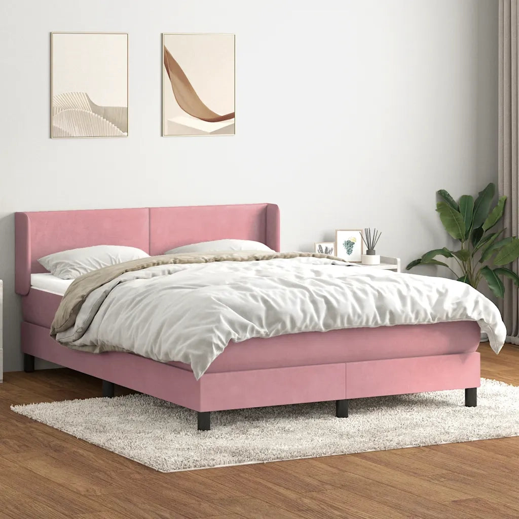 Giroletto a Molle con Materasso Rosa 160x210 cm in Velluto