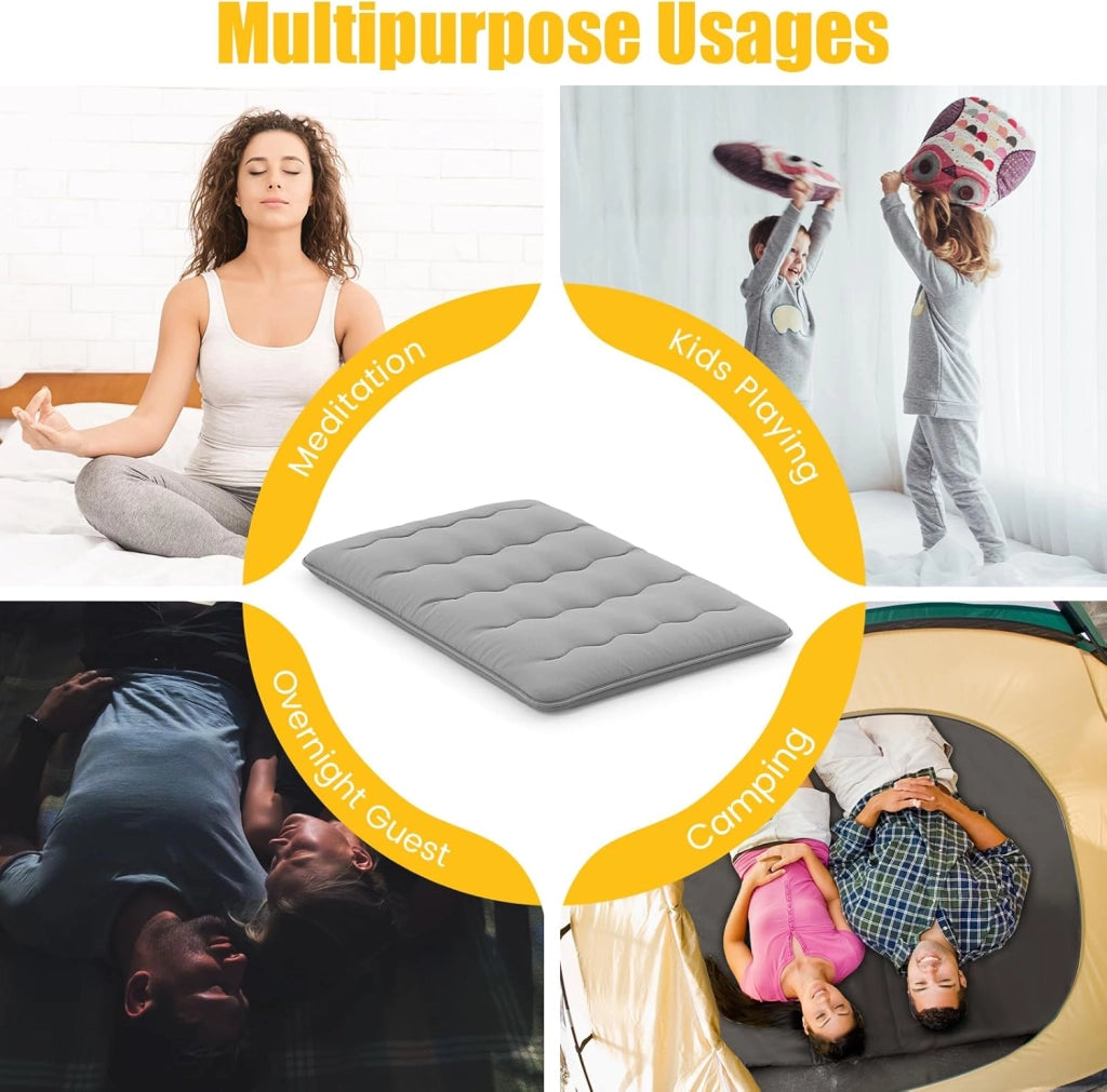 Materasso da pavimento 140 x 200 cm, Futon giapponese pieghevole, con borsa per il trasporto e fodera rimovibile, per camera degli ospiti, camera da letto