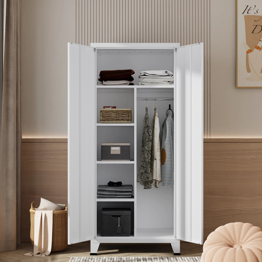 Armadio Hankasalmi per Guardaroba 180 x 90 x 40 cm Acciaio Bianco [en.casa]