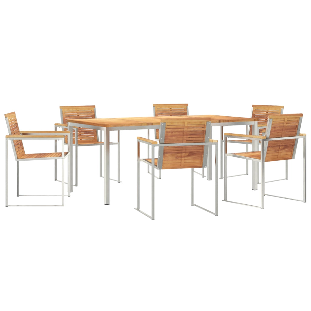 Set da Pranzo da Giardino  7 Pezzi Legno Massello di Teak