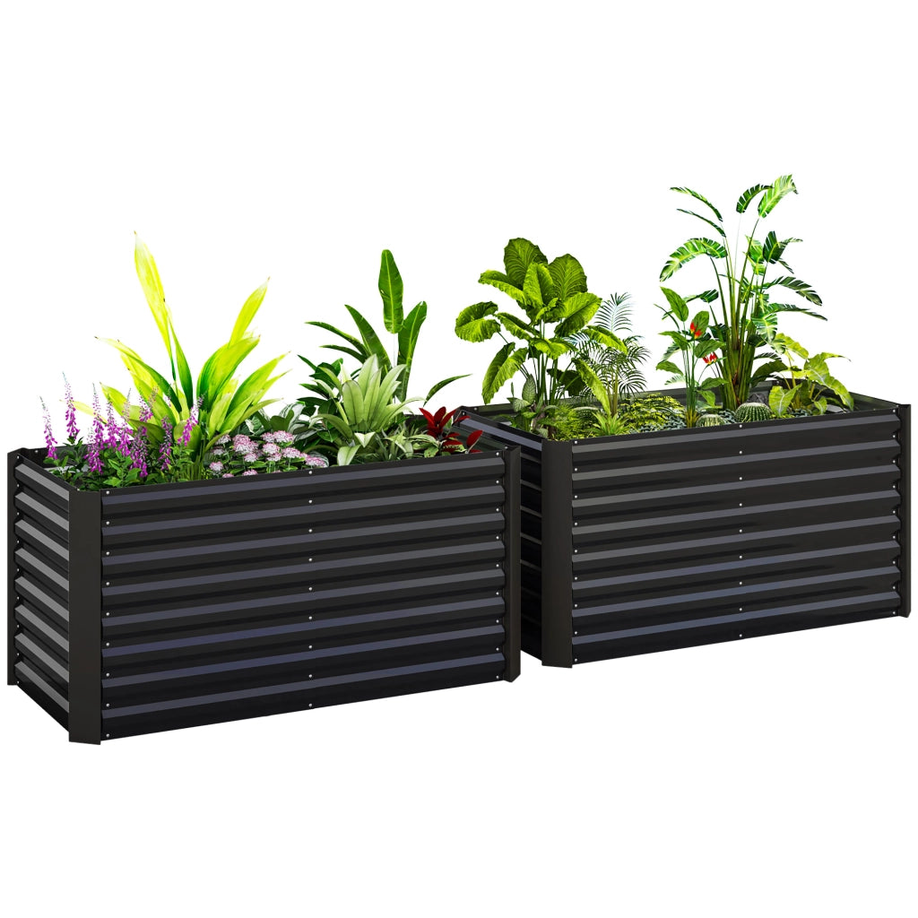 Vaso da Giardino 2 Pezzi ¨C zephmum ¨C Metallico, Grigio Scuro, 120x60x60 cm