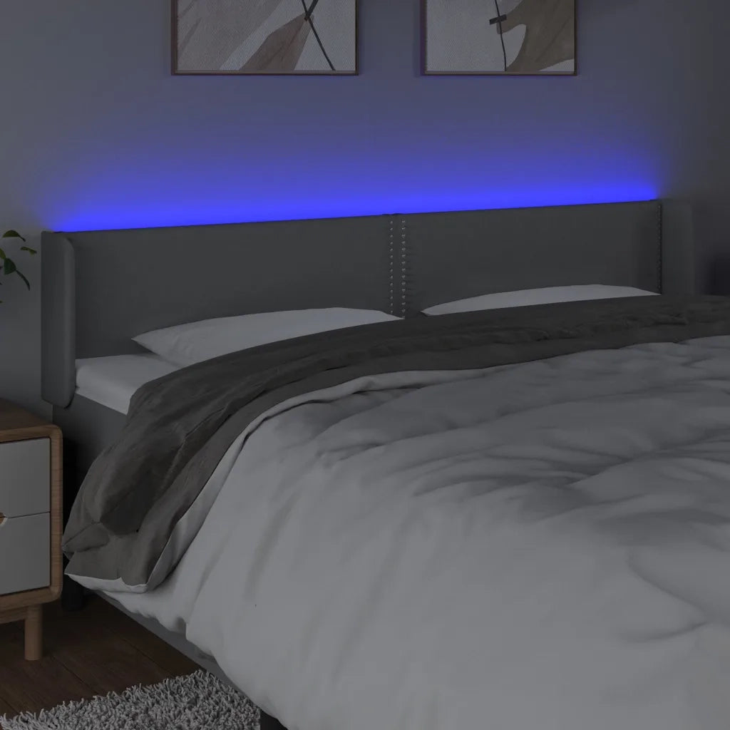 Testiera a LED Grigio Chiaro 203x16x78/88 cm in Tessuto 3123118