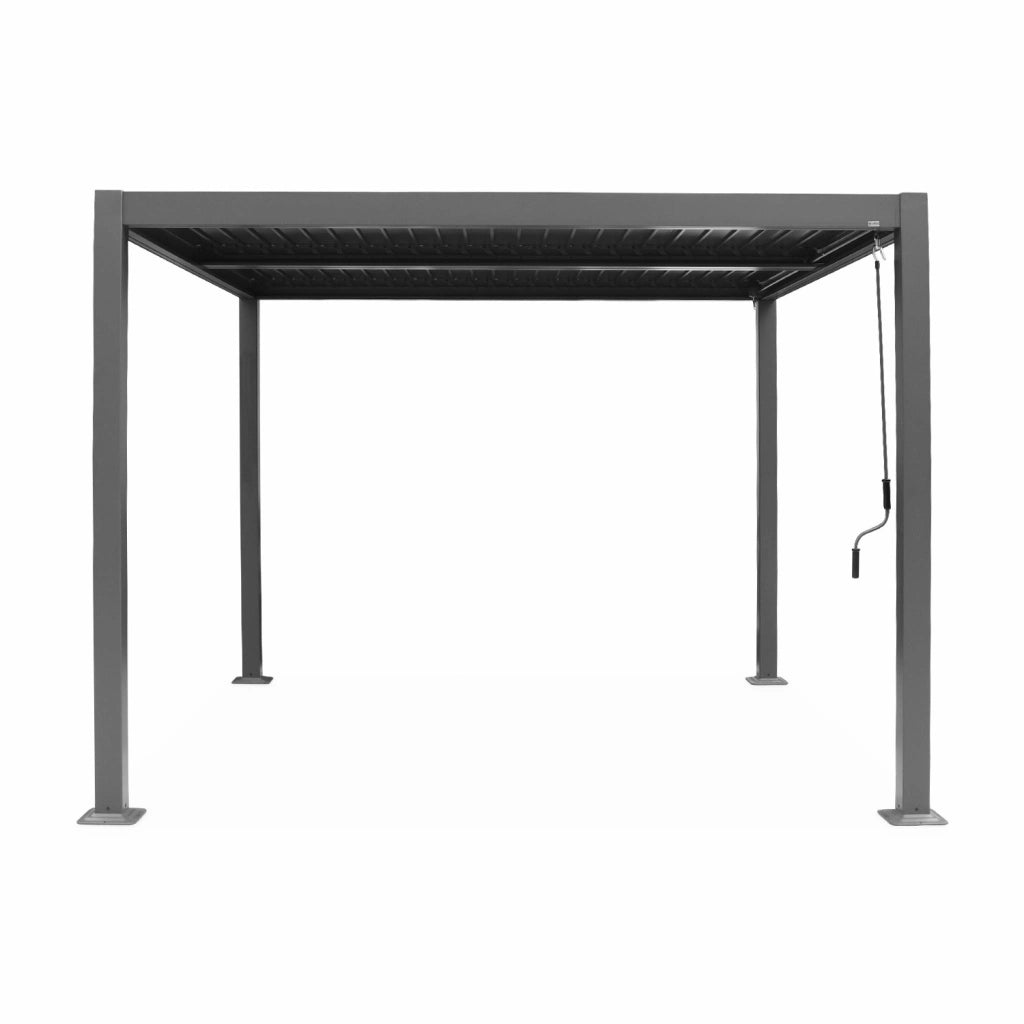Pergola bioclimatica 3x3m in alluminio e acciaio, lamelle orientabili,