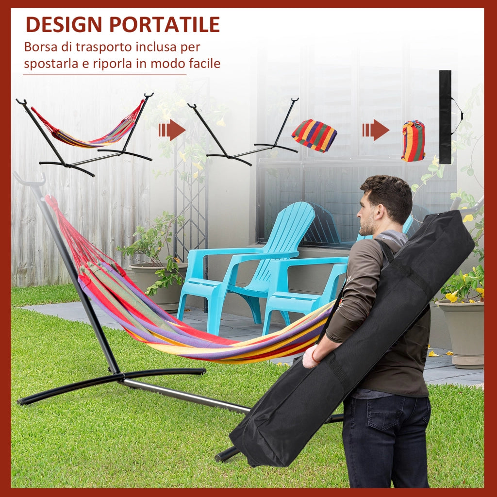 Amaca da Giardino Autoportante ¨C zephmum ¨C Acciaio, Cotone Multicolor, Custodia Inclusa