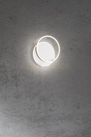 Plafoniera in alluminio colore bianco opaco + oro spazzolato Orbit d.36-39,5cm LED 43W 3000K CRI?80 220-240V biemissione 3010Lm