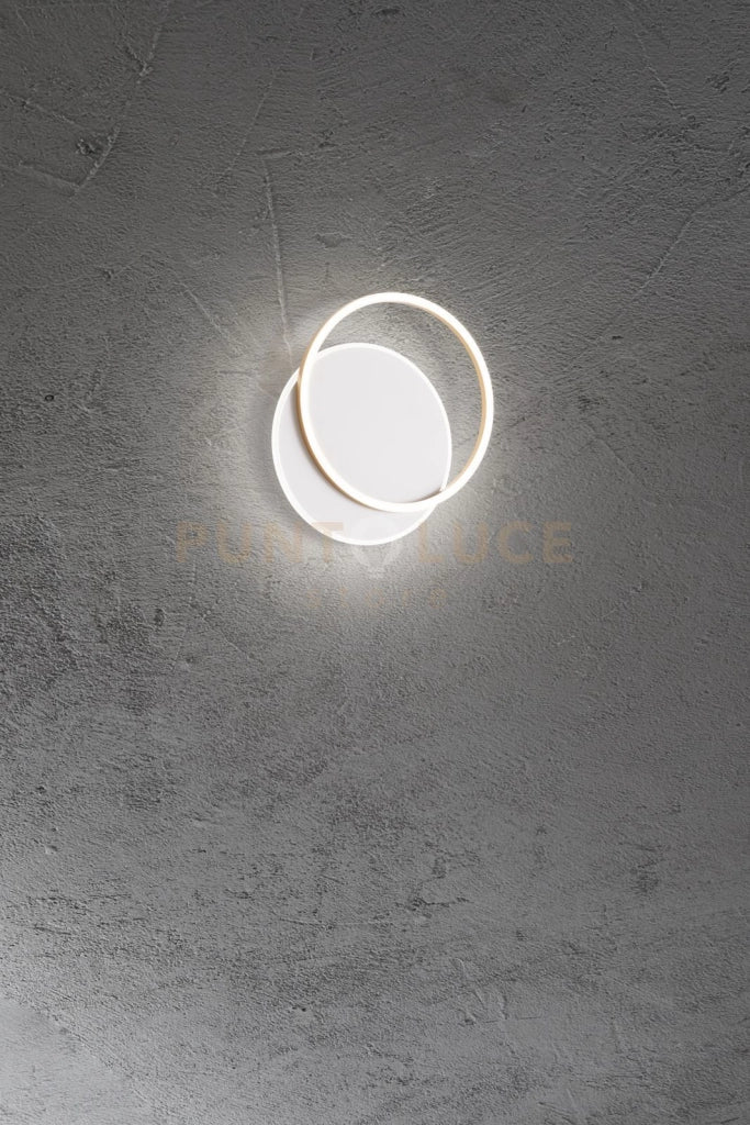 Plafoniera in alluminio colore bianco opaco + oro spazzolato Orbit d.36-39,5cm LED 43W 3000K CRI?80 220-240V biemissione 3010Lm