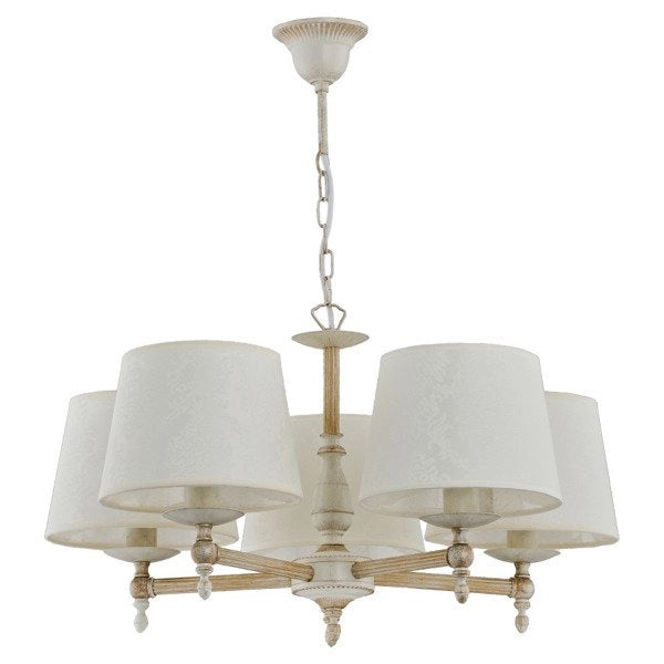 Lampadario sospeso classico Roksana 5xE14 bianco Alfa