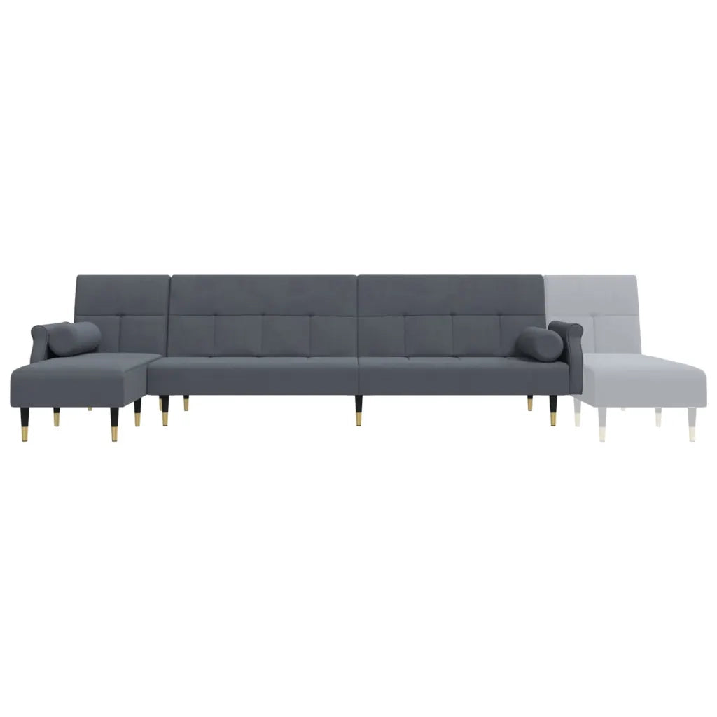 Divano Letto a L Grigio Scuro 271x140x70 cm in Velluto 3157222
