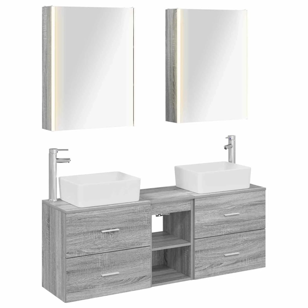 Set di mobili per il bagno 5 pcs Sonoma grigio 3406852